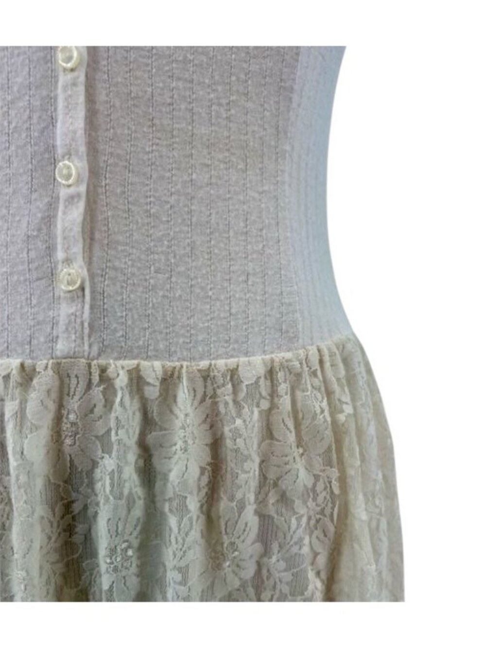 Intimately Free People Ivory Lace Ribbed Midi Dress | 2014 Boho Indie Sleaze | S - Picture 5 of 16